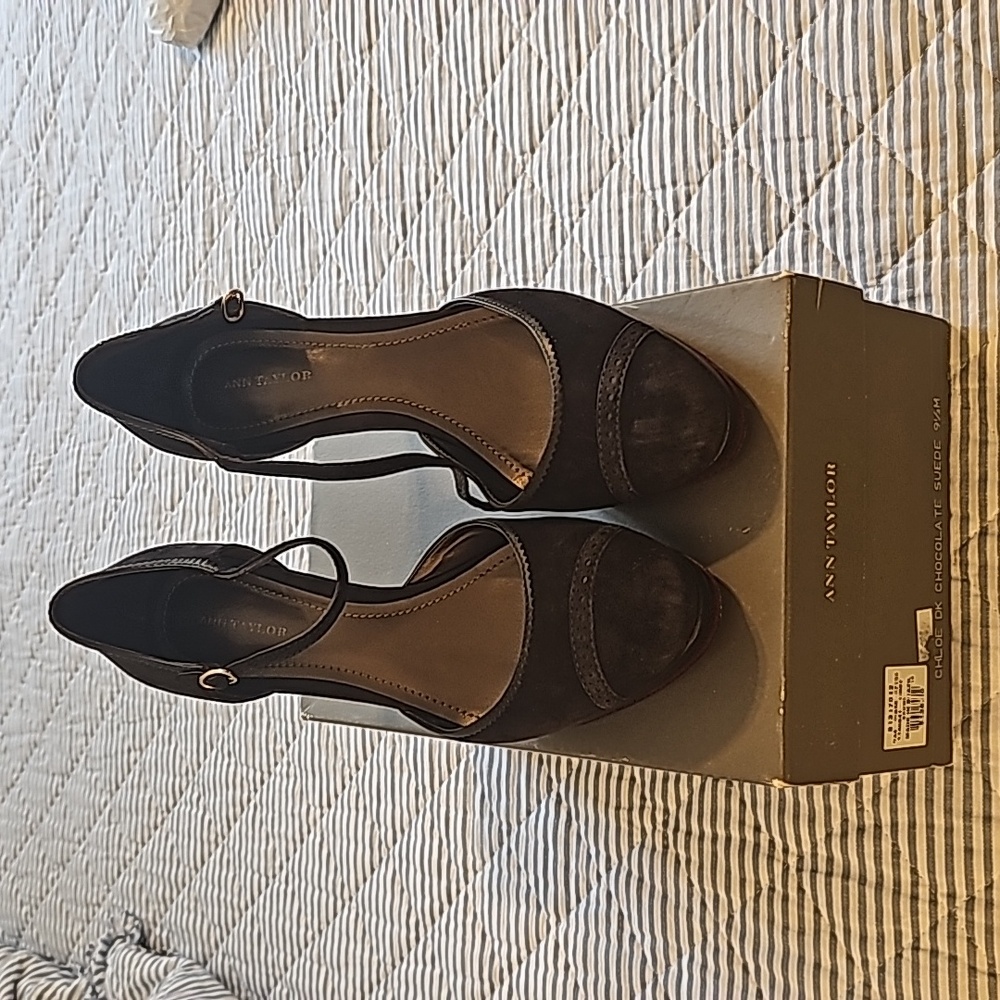 Brown swede high heels